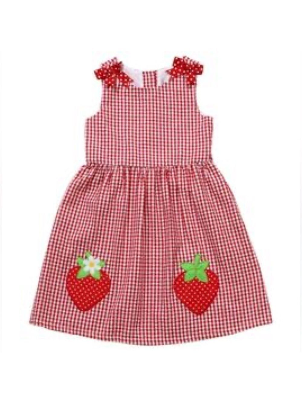 Counting Daisies Red Plaid Seersucker Girl Dress Size 18 months